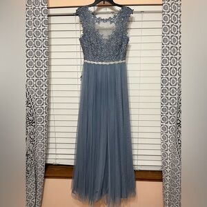 City Triangles Floral Mesh A-Line Gown